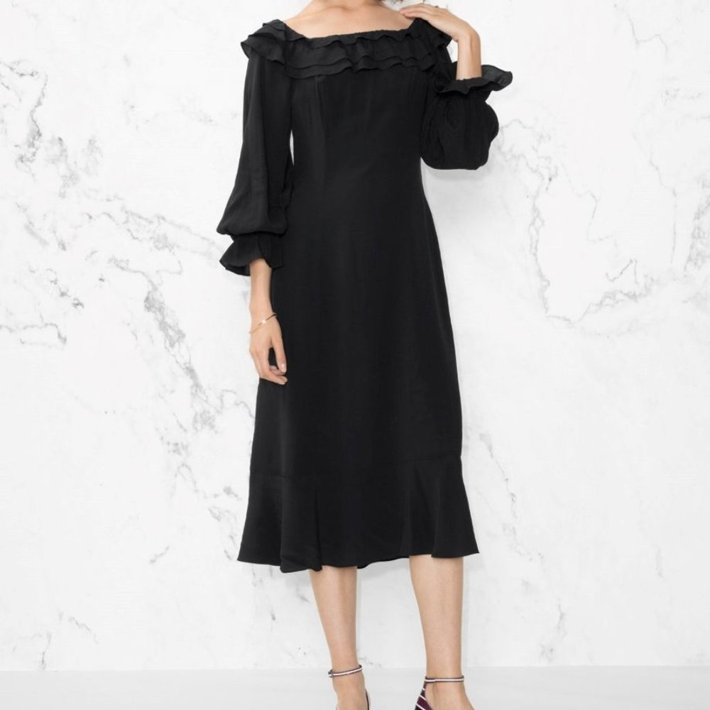 SOLD & Other Stories Ruffle Off Shoulder Midi Mermaid Dress - Picture 8 of 8